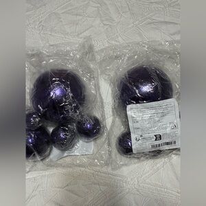 Set of 2 Metallic Purple Decorative Balls New in Bag